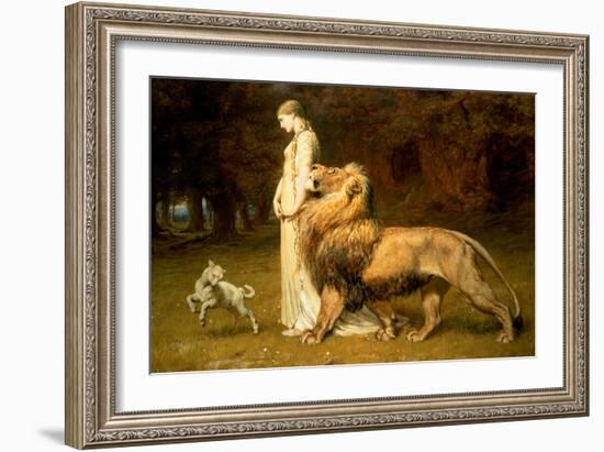 Una and the Lion, from Spenser's Faerie Queene, 1880-Briton Rivi?re-Framed Giclee Print