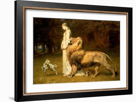 Una and the Lion, from Spenser's Faerie Queene, 1880-Briton Rivi?re-Framed Giclee Print