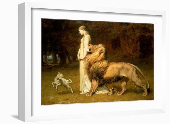 Una and the Lion, from Spenser's Faerie Queene, 1880-Briton Rivi?re-Framed Giclee Print