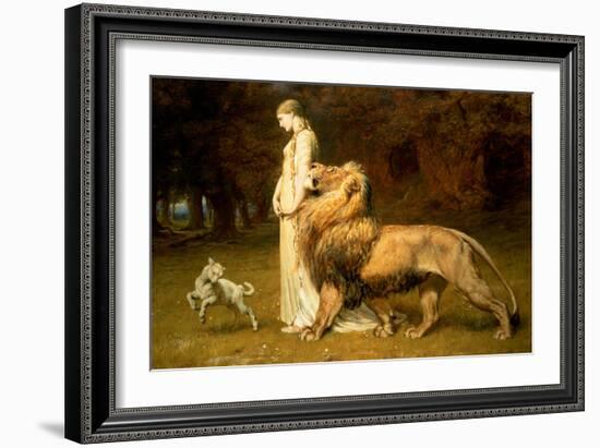 Una and the Lion, from Spenser's Faerie Queene, 1880-Briton Rivi?re-Framed Giclee Print