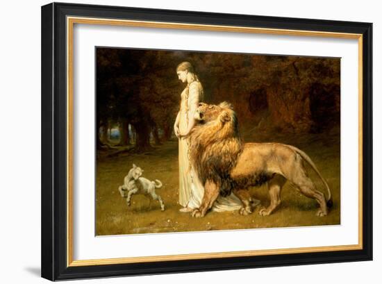 Una and the Lion, from Spenser's Faerie Queene, 1880-Briton Rivi?re-Framed Giclee Print