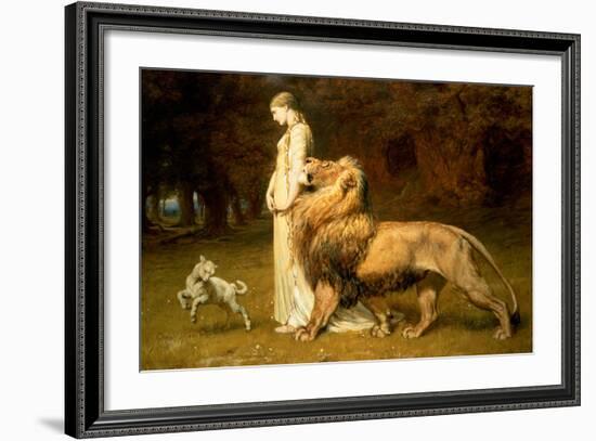 Una and the Lion, from Spenser's Faerie Queene, 1880-Briton Rivi?re-Framed Giclee Print