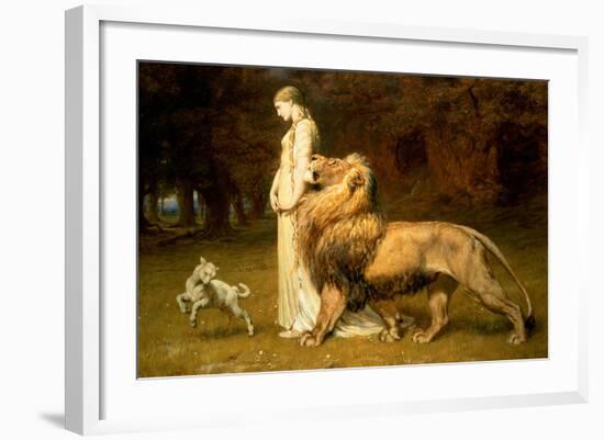 Una and the Lion, from Spenser's Faerie Queene, 1880-Briton Rivi?re-Framed Giclee Print