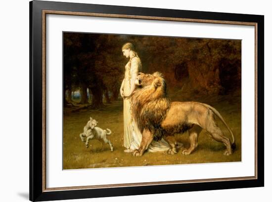 Una and the Lion, from Spenser's Faerie Queene, 1880-Briton Rivi?re-Framed Giclee Print