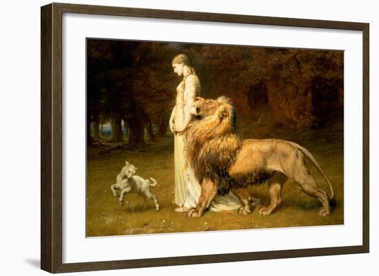 Una and the Lion, from Spenser's Faerie Queene, 1880-Briton Rivi?re-Framed Giclee Print