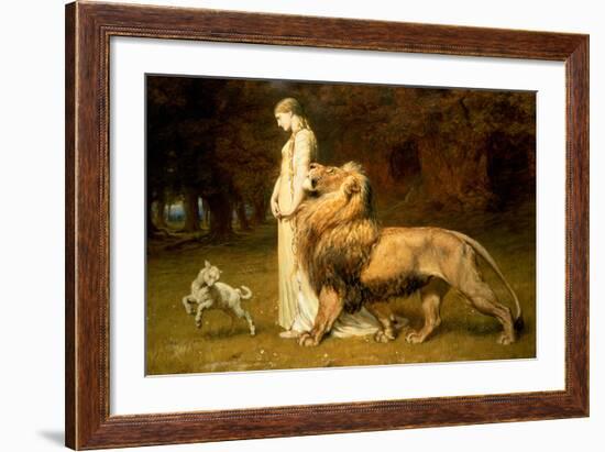 Una and the Lion, from Spenser's Faerie Queene, 1880-Briton Rivi?re-Framed Giclee Print