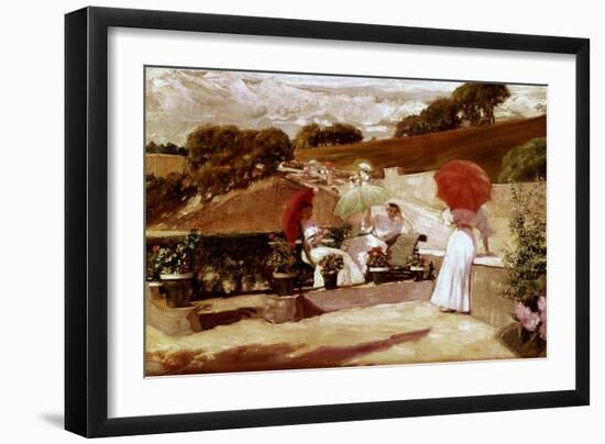 Una Terraza En Biarritz-Jose Villegas-Framed Giclee Print