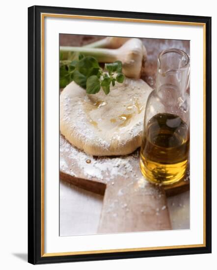 Unbaked Pizza, Herbs, Garlic and Olive Oil-null-Framed Photographic Print