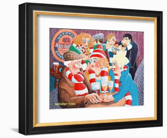 Uncle Albert and the Girls Meet at the 'Butchers Arms' for a Quick Drink before the Match-Tony Todd-Framed Giclee Print