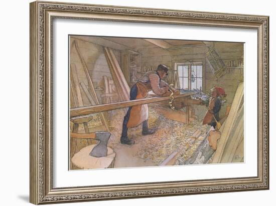 Uncle Johan in the Farm Workshop-Carl Larsson-Framed Giclee Print