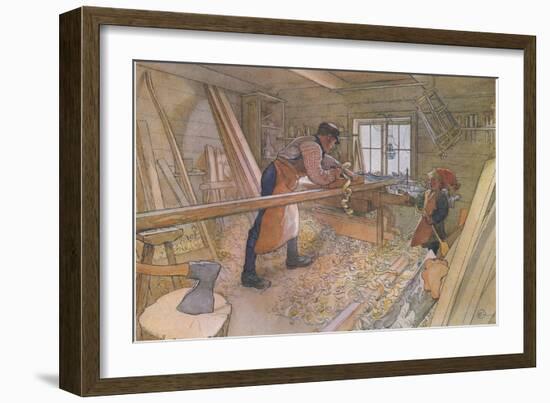 Uncle Johan in the Farm Workshop-Carl Larsson-Framed Giclee Print