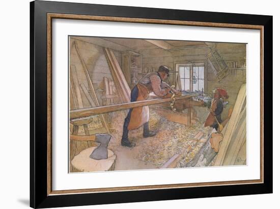 Uncle Johan in the Farm Workshop-Carl Larsson-Framed Giclee Print