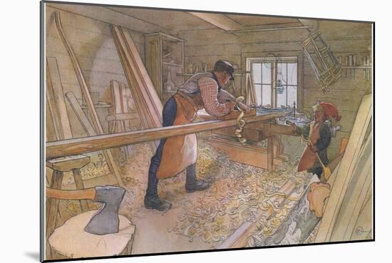 Uncle Johan in the Farm Workshop-Carl Larsson-Mounted Giclee Print