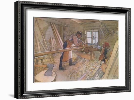 Uncle Johan in the Farm Workshop-Carl Larsson-Framed Giclee Print