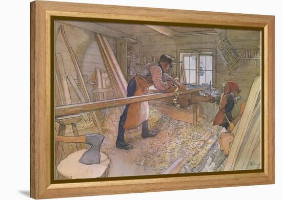 Uncle Johan in the Farm Workshop-Carl Larsson-Framed Premier Image Canvas