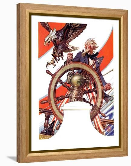 "Uncle Sam at the Helm,"July 4, 1936-Joseph Christian Leyendecker-Framed Premier Image Canvas