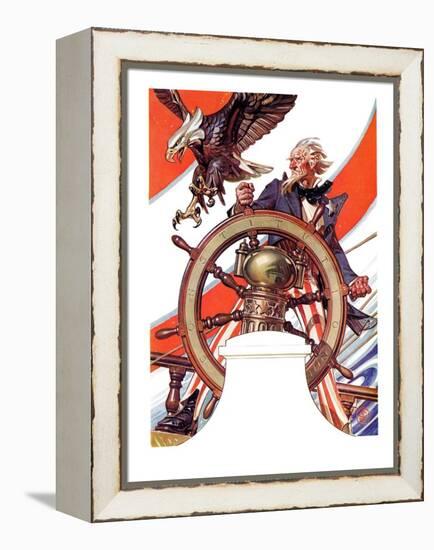 "Uncle Sam at the Helm,"July 4, 1936-Joseph Christian Leyendecker-Framed Premier Image Canvas