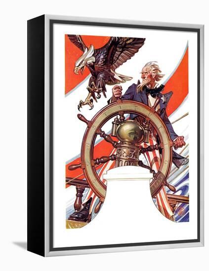 "Uncle Sam at the Helm,"July 4, 1936-Joseph Christian Leyendecker-Framed Premier Image Canvas