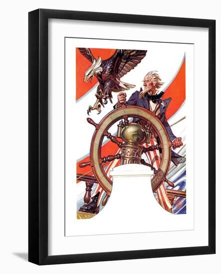 "Uncle Sam at the Helm,"July 4, 1936-Joseph Christian Leyendecker-Framed Giclee Print