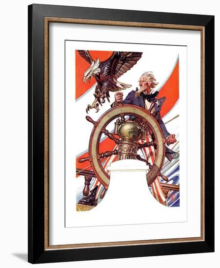 "Uncle Sam at the Helm,"July 4, 1936-Joseph Christian Leyendecker-Framed Giclee Print