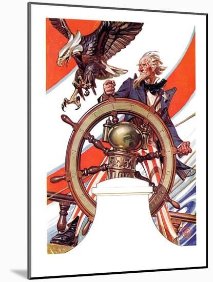 "Uncle Sam at the Helm,"July 4, 1936-Joseph Christian Leyendecker-Mounted Giclee Print