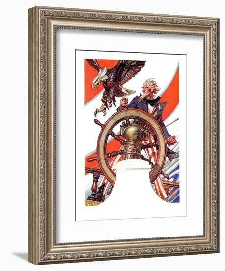 "Uncle Sam at the Helm,"July 4, 1936-Joseph Christian Leyendecker-Framed Giclee Print