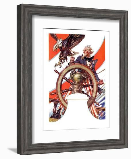 "Uncle Sam at the Helm,"July 4, 1936-Joseph Christian Leyendecker-Framed Giclee Print