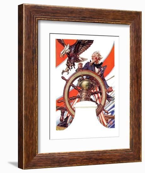 "Uncle Sam at the Helm,"July 4, 1936-Joseph Christian Leyendecker-Framed Giclee Print