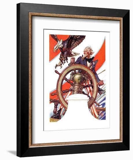 "Uncle Sam at the Helm,"July 4, 1936-Joseph Christian Leyendecker-Framed Giclee Print