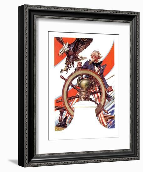 "Uncle Sam at the Helm,"July 4, 1936-Joseph Christian Leyendecker-Framed Giclee Print