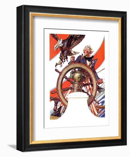 "Uncle Sam at the Helm,"July 4, 1936-Joseph Christian Leyendecker-Framed Giclee Print