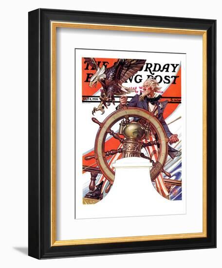 "Uncle Sam at the Helm," Saturday Evening Post Cover, July 4, 1936-Joseph Christian Leyendecker-Framed Giclee Print