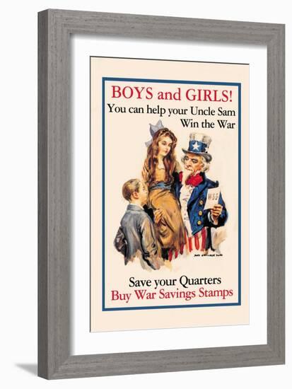 Uncle Sam, Boys and Girls, c.1918-James Montgomery Flagg-Framed Art Print