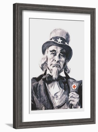 Uncle Sam for the Red Cross-James Montgomery Flagg-Framed Art Print