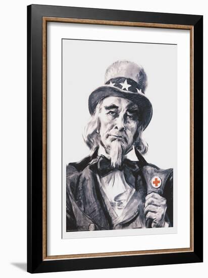 Uncle Sam for the Red Cross-James Montgomery Flagg-Framed Art Print