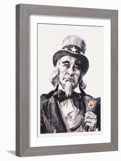 Uncle Sam for the Red Cross-James Montgomery Flagg-Framed Art Print