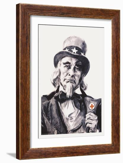 Uncle Sam for the Red Cross-James Montgomery Flagg-Framed Art Print