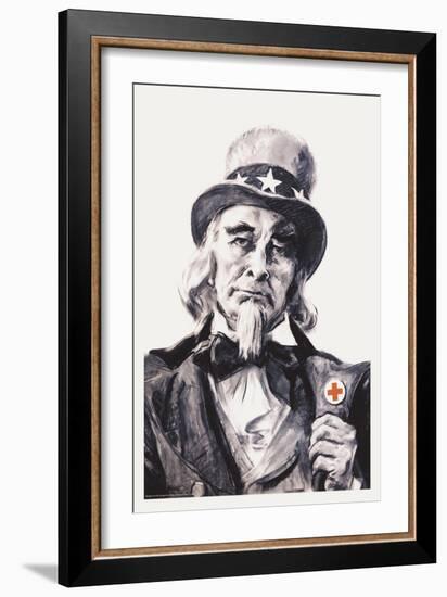 Uncle Sam for the Red Cross-James Montgomery Flagg-Framed Art Print