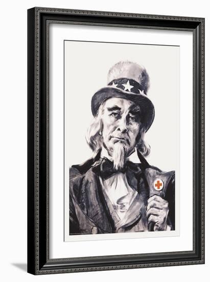 Uncle Sam for the Red Cross-James Montgomery Flagg-Framed Art Print