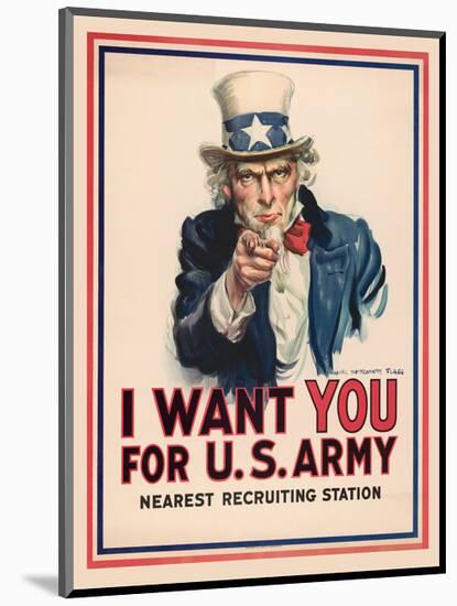 Uncle Sam, I Want You for the U.S. Army, 1917-James Montgomery Flagg-Mounted Art Print
