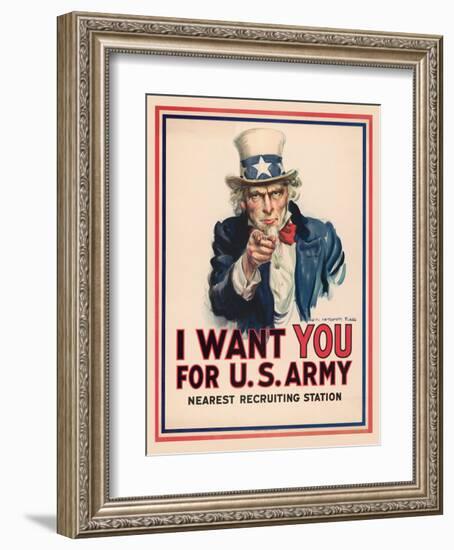 Uncle Sam, I Want You for the U.S. Army, 1917-James Montgomery Flagg-Framed Art Print