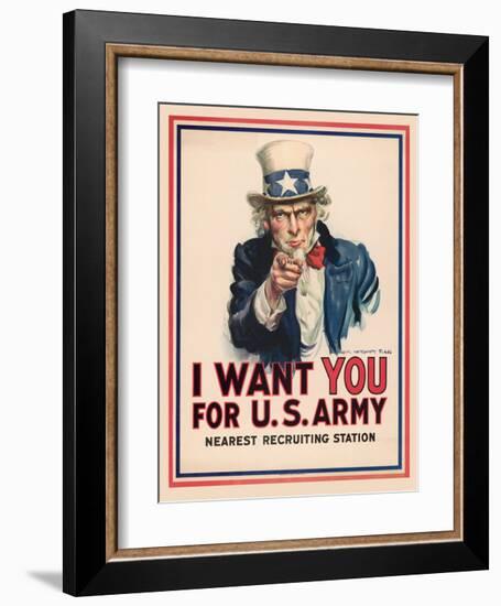 Uncle Sam, I Want You for the U.S. Army, 1917-James Montgomery Flagg-Framed Art Print