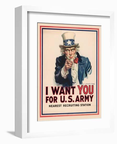 Uncle Sam, I Want You for the U.S. Army, 1917-James Montgomery Flagg-Framed Art Print