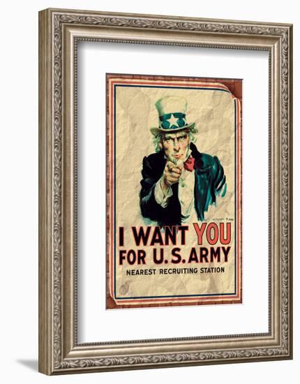 Uncle Sam: I Want You For U.S. Army - Vintage-null-Framed Art Print