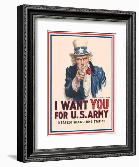 Uncle Sam: I Want You for U.S. Army-Vintage Reproduction-Framed Giclee Print