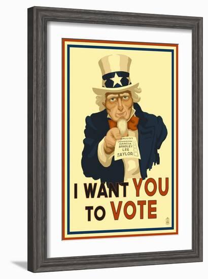 Uncle Sam - I Want You to Vote - Political-Lantern Press-Framed Art Print