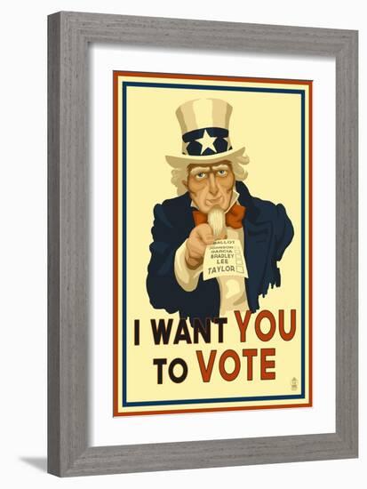 Uncle Sam - I Want You to Vote - Political-Lantern Press-Framed Art Print