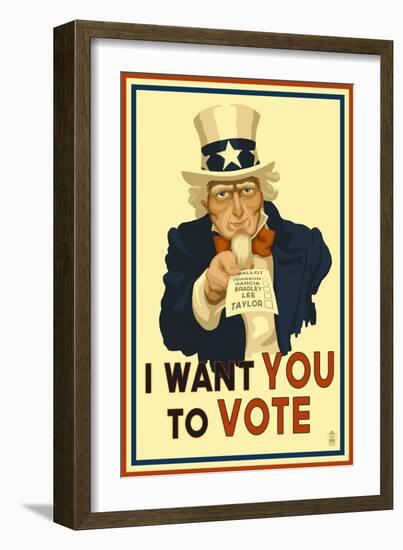 Uncle Sam - I Want You to Vote - Political-Lantern Press-Framed Art Print