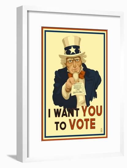 Uncle Sam - I Want You to Vote - Political-Lantern Press-Framed Art Print