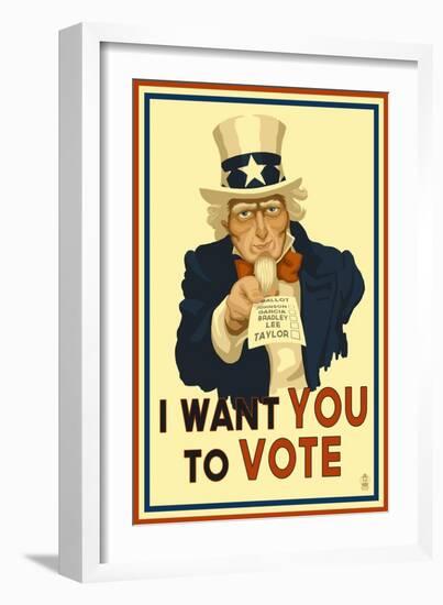 Uncle Sam - I Want You to Vote - Political-Lantern Press-Framed Art Print